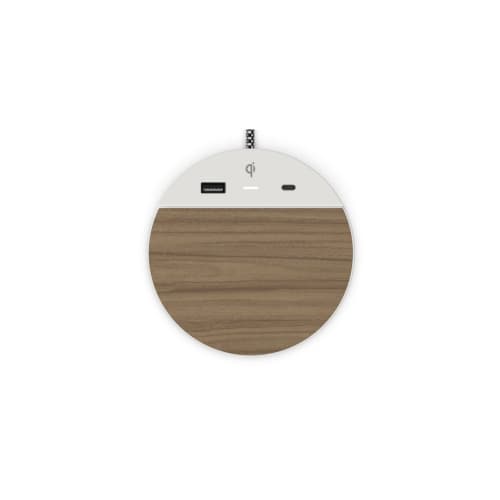 NonStop Station C Universal Wireless Charging Station, White and Walnut Wood Grain